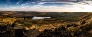A panoramic view of Buckstones in Marsden Moor, including Pule Hill.